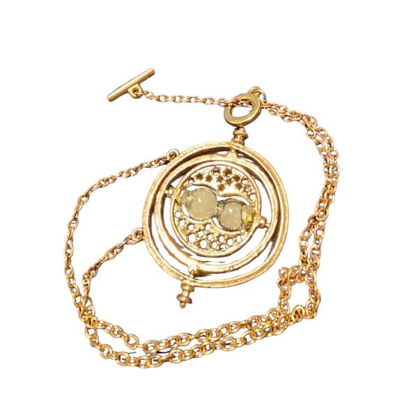 Time Turner Necklace Gold 360 Hourglass Pendant Inspired Harry Potter Hermione - Picture 2 of 5
